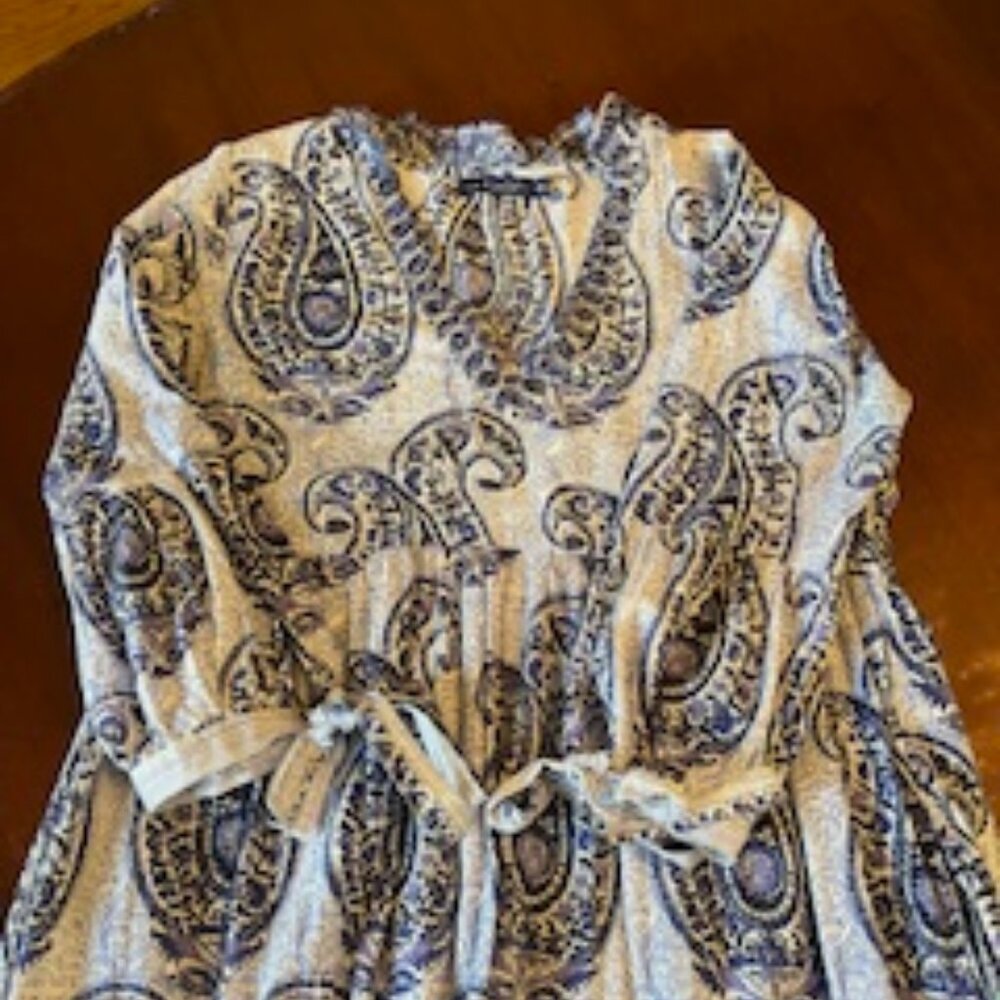 La Plage Dress, Maxi, Blue Paisley, size XS